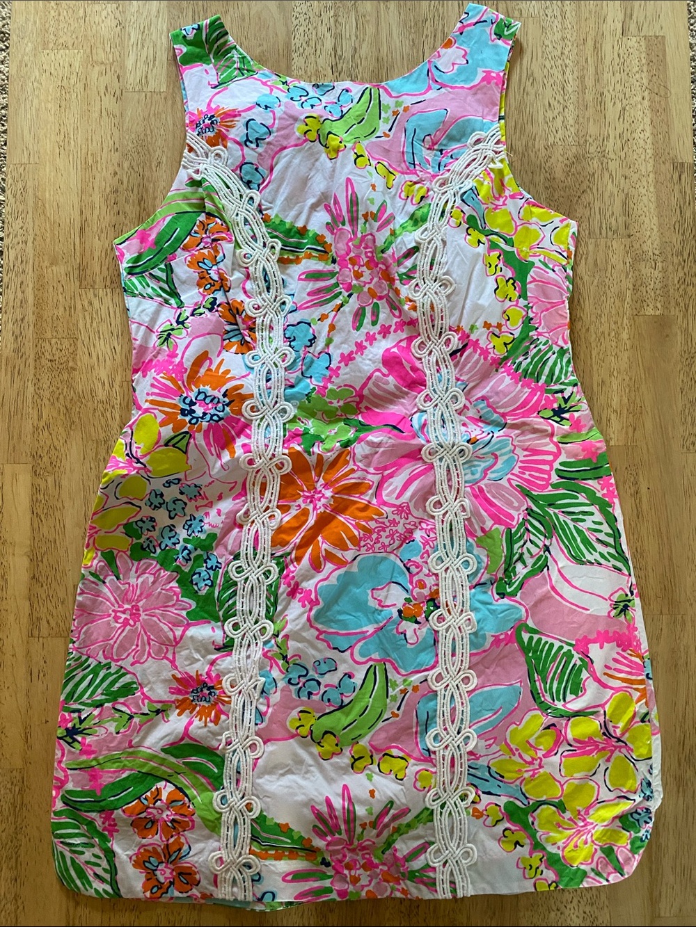 Lilly Pulitzer for Target Pink Multi Floral Shift Dress with White Lace Trim